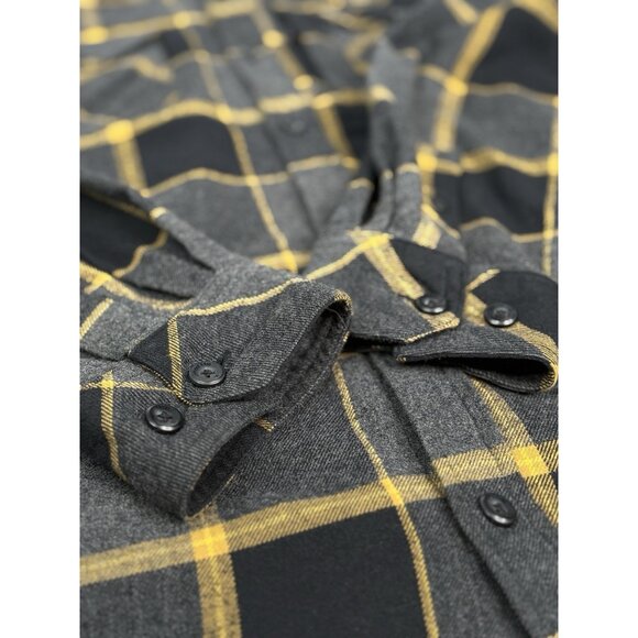 Off The Grid Destroyer Flannel Shirt Men’s XL Castlerock Grey Yellow Long Sleeve - Picture 9 of 16